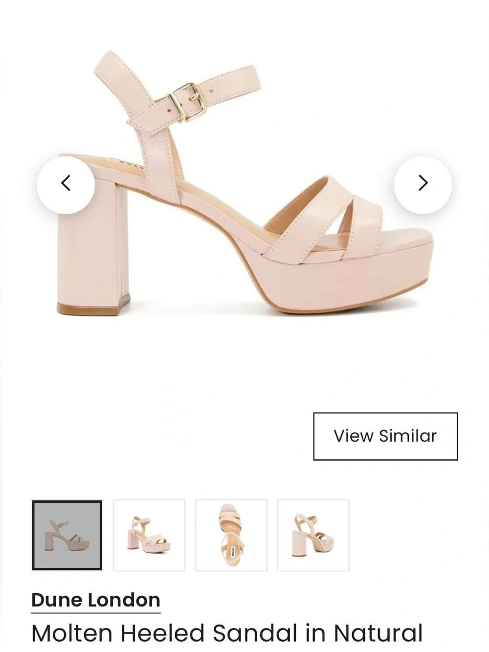 Dune London Molten Platform Sandal in Natural Blush